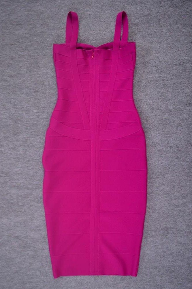 Heidi Bandage Midi Dress - Magenta Pink (Sale)