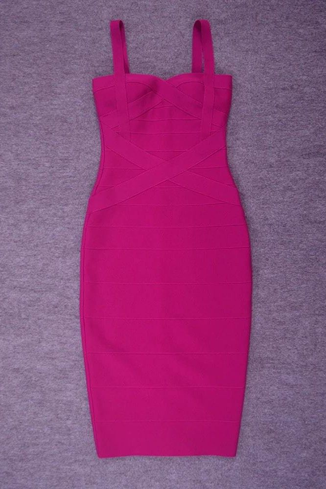 Heidi Bandage Midi Dress - Magenta Pink (Sale)