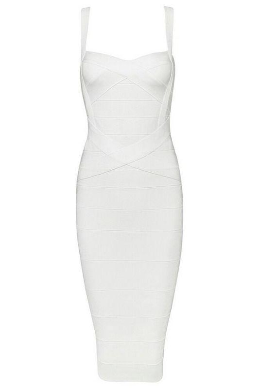 Heidi Bandage Midi Dress - White Pearl (Sale)