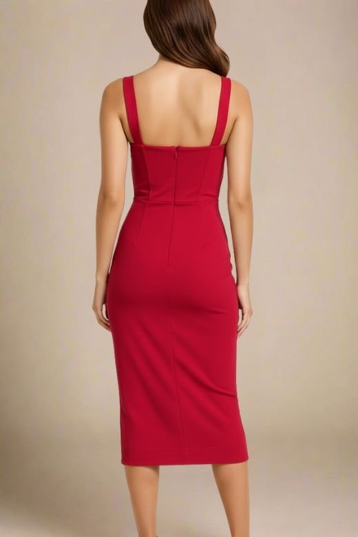 Heidi Bandage Midi Dress - Red Wine (Sale)