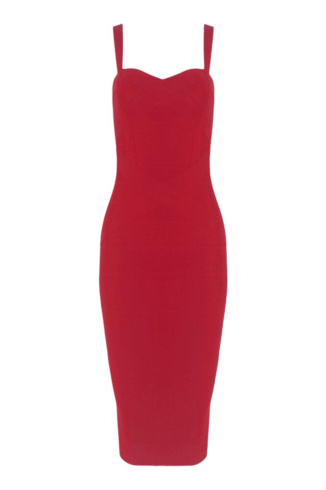 Heidi Bandage Midi Dress - Red Wine (Sale)