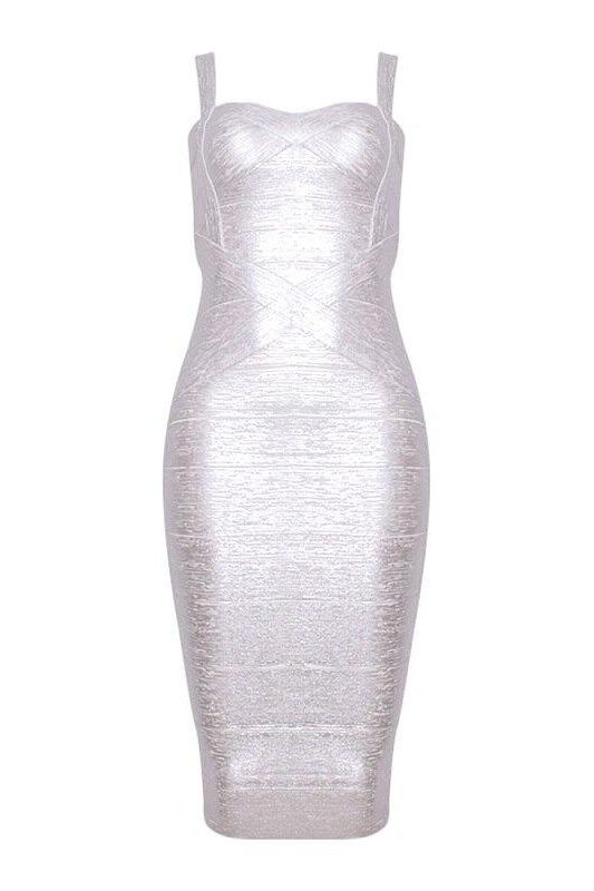 Heidi Bandage Midi Dress - Silver (Sale)