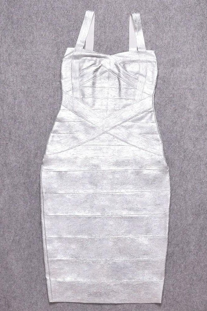 Heidi Bandage Midi Dress - Silver (Sale)