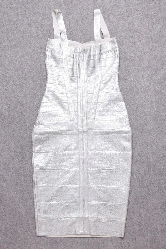 Heidi Bandage Midi Dress - Silver (Sale)
