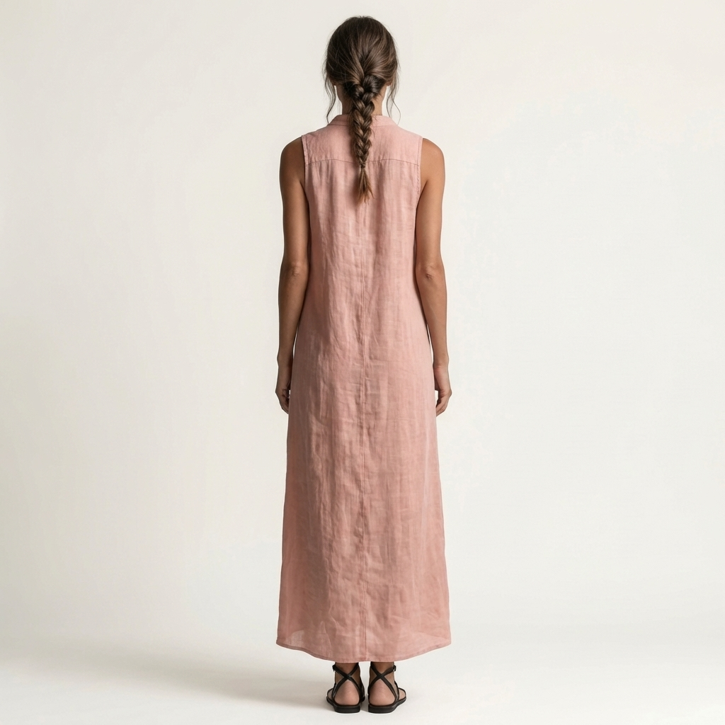 Collared Button Front Sleeveless Shirt Maxi Dress 4