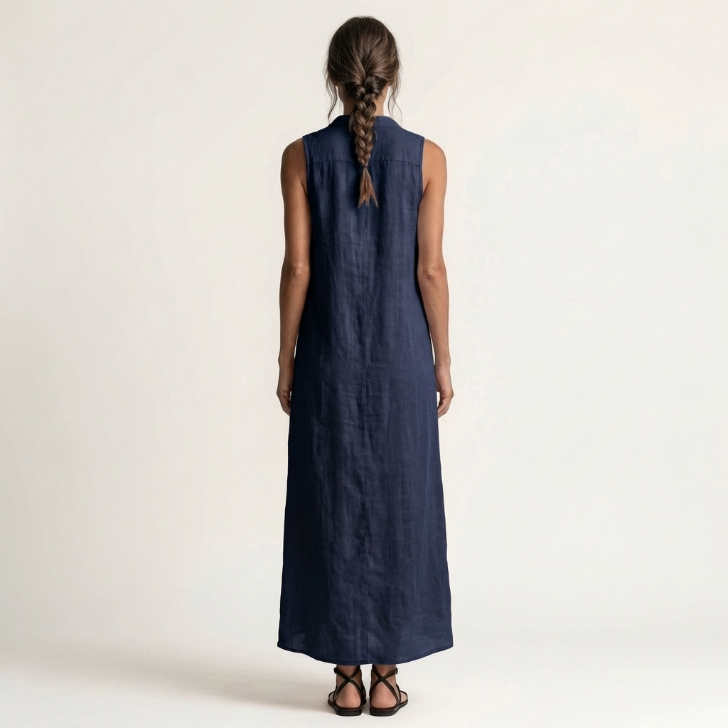 Collared Button Front Sleeveless Shirt Maxi Dress 2