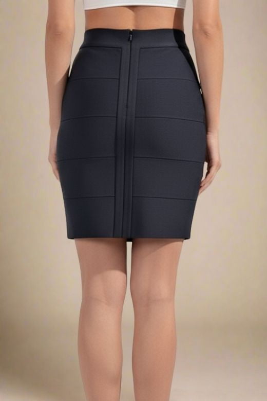 High Waist Bandage Mini Skirt - Classic Black