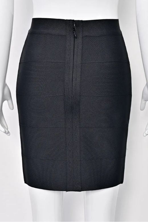 High Waist Bandage Mini Skirt - Classic Black