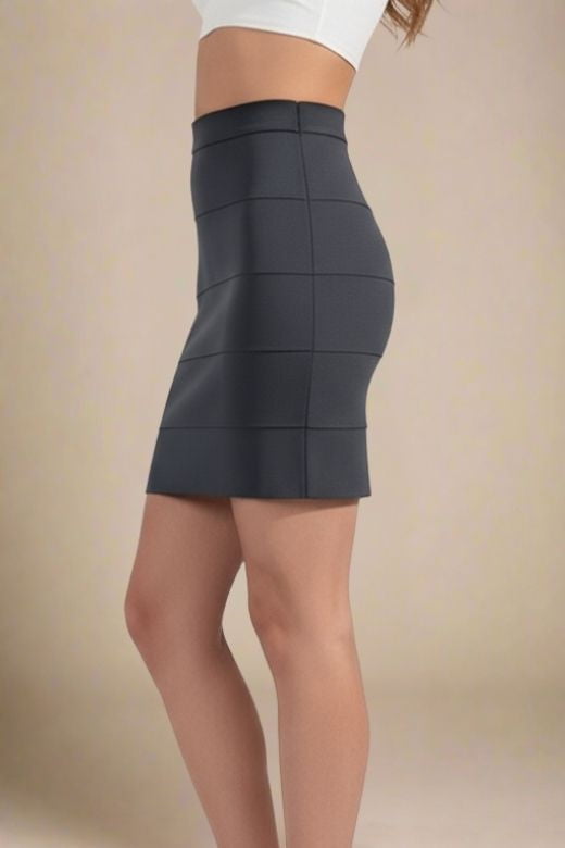 High Waist Bandage Mini Skirt - Classic Black