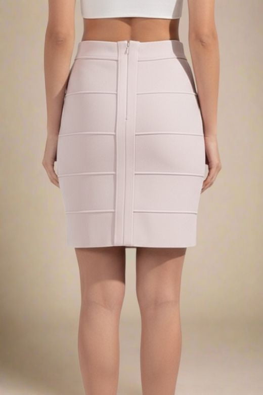 High Waist Bandage Mini Skirt - Cream
