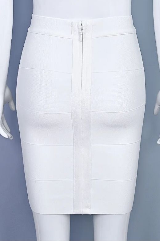 High Waist Bandage Mini Skirt - White Pearl