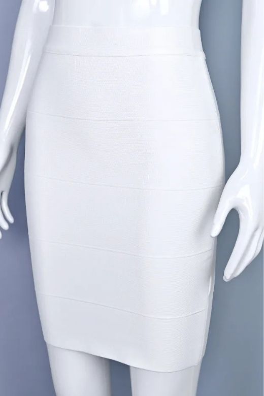 High Waist Bandage Mini Skirt - White Pearl