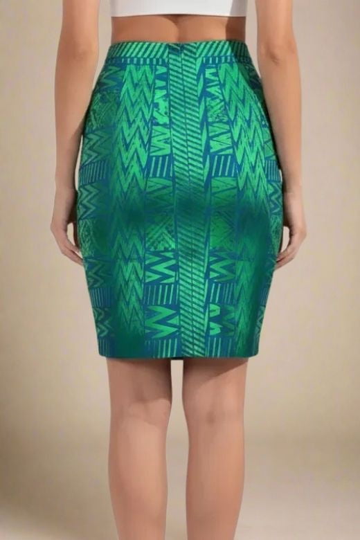High Waist Metallic Leather Mini Skirt - Emerald Green