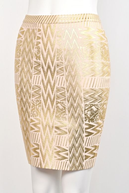 High Waist Metallic Leather Mini Skirt - Gold