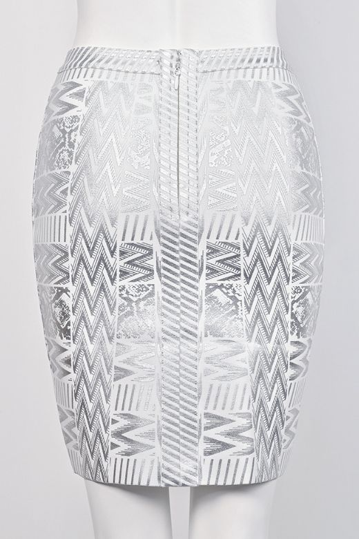 High Waist Metallic Leather Mini Skirt - Silver