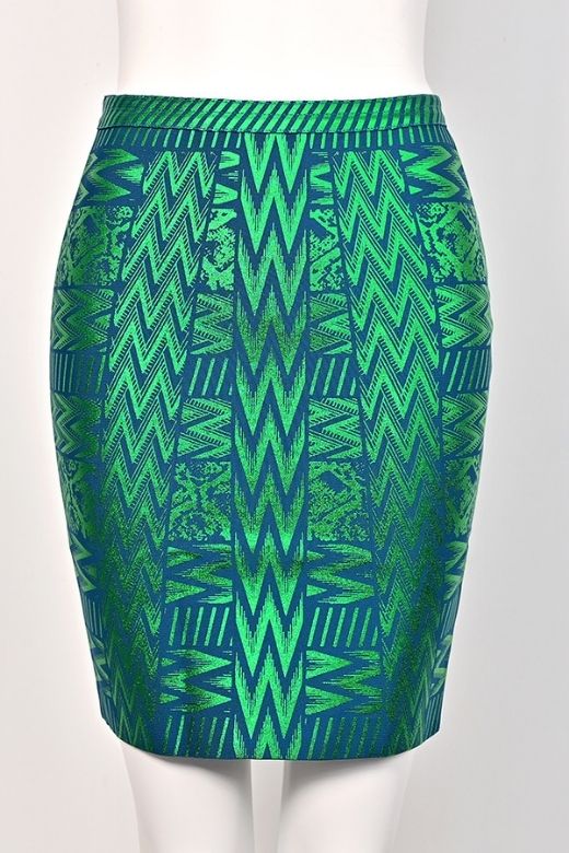 High Waist Metallic Leather Mini Skirt - Emerald Green