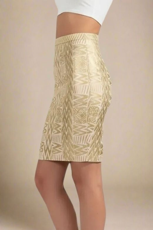 High Waist Metallic Leather Mini Skirt - Gold