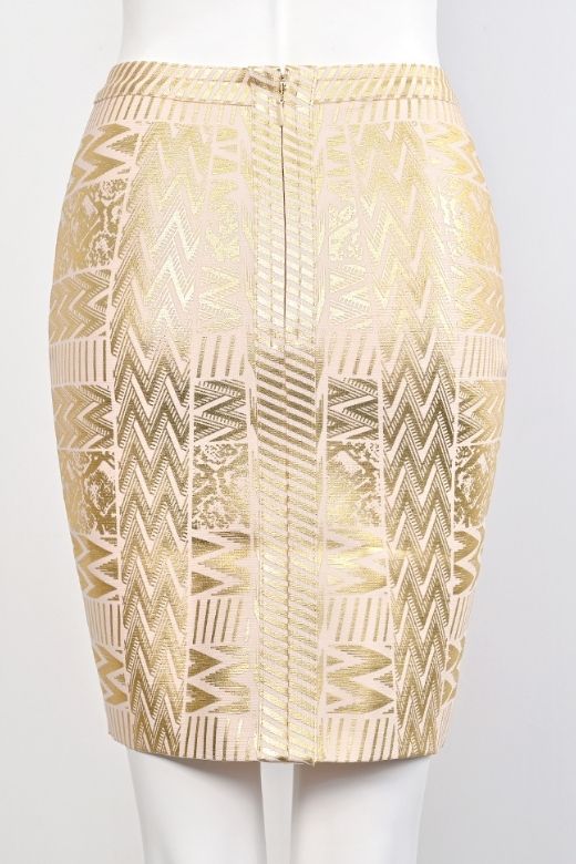 High Waist Metallic Leather Mini Skirt - Gold
