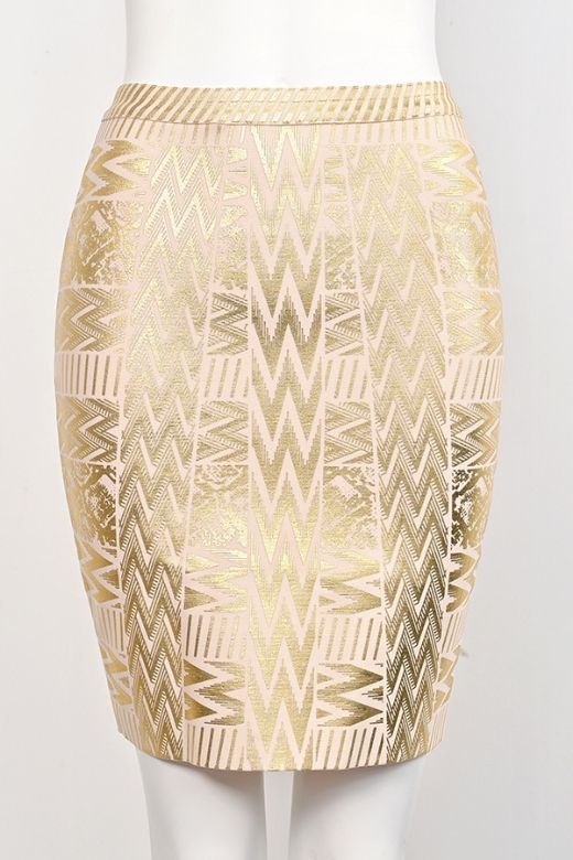 High Waist Metallic Leather Mini Skirt - Gold