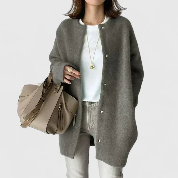 Round Neck Button Front Knit Long Sleeve Longline Cardigan 6