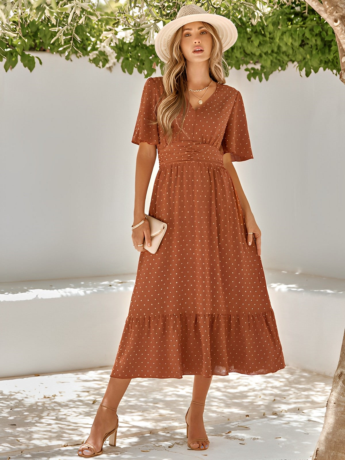 Olga Premium Belted Wrap Layered Maxi Dress Elevated Occasion Wear