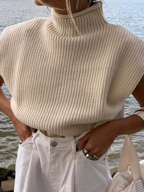 New solid color sexy turtleneck short-sleeved sweater top Cracker khaki clothes shirt shirts short sleeve top tops