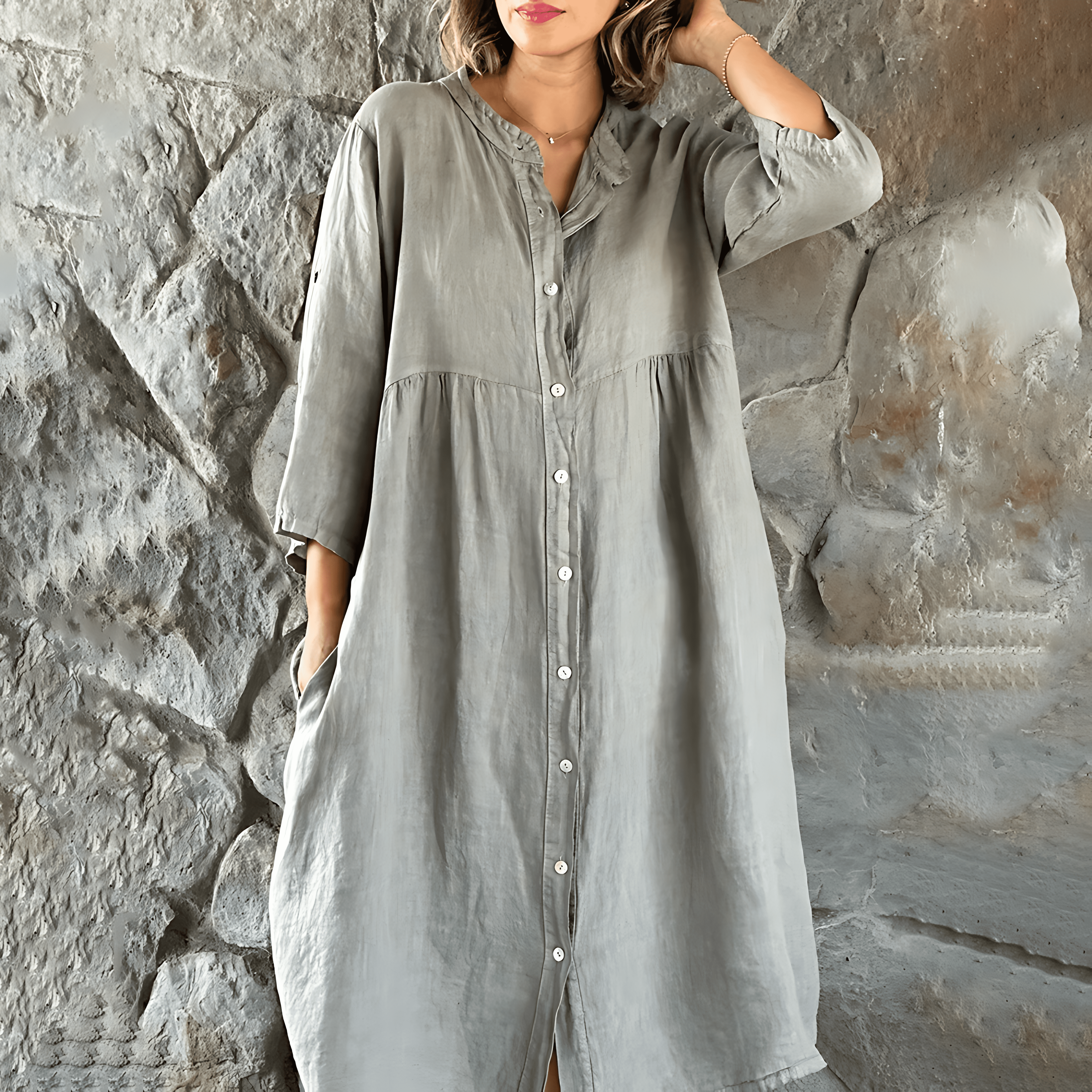 Noelia Timeless Plus Size Summer Dress Casual Button Down Elevated Occasion Wear