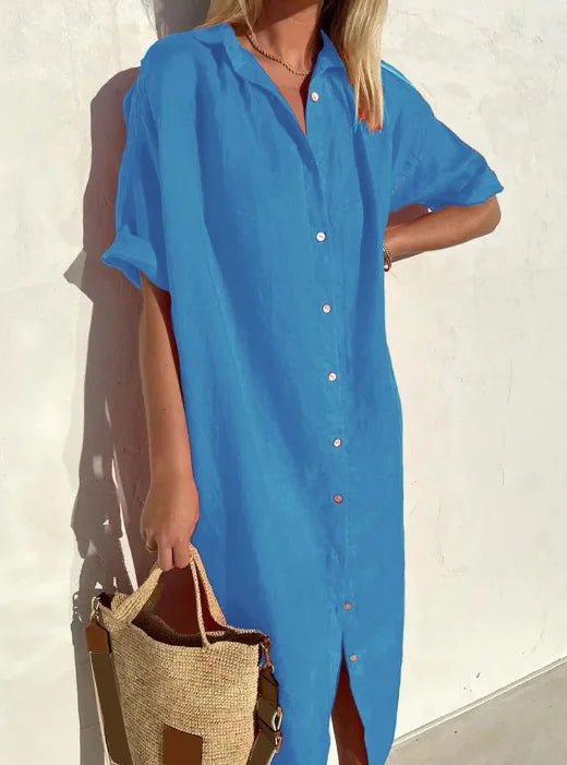 Alberta Trendy and Comfortable Linen Shirt Dress for Women