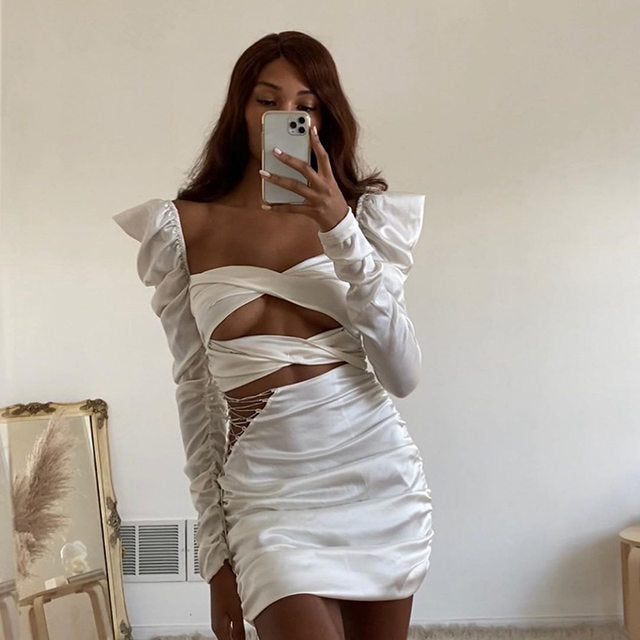 JANIS LACE Stylish UP MINI DRESS
