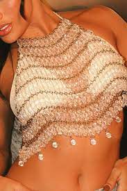 Soiree Elegant Beaded Halter Top