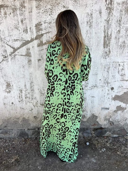 Amberly Stylish Loose Leopard Print Dress for Women Casual Daywear
