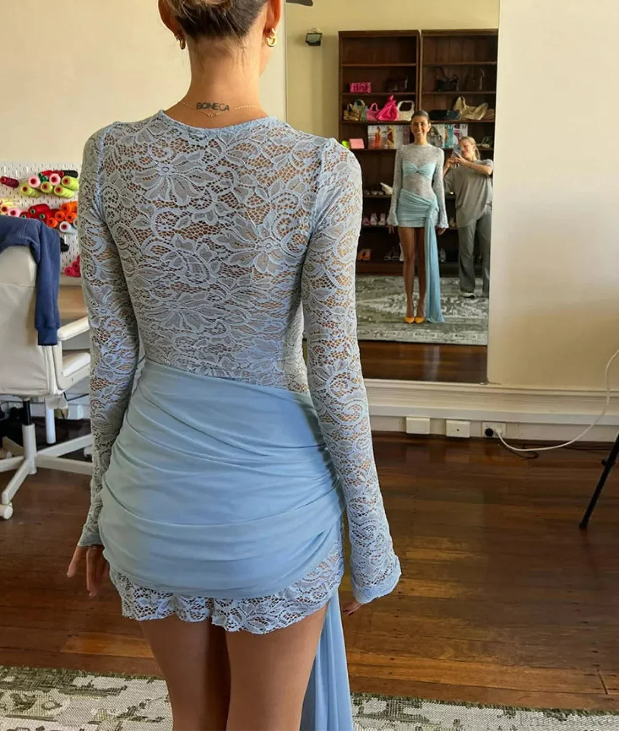 Irregular Lace-Up Mini Dress