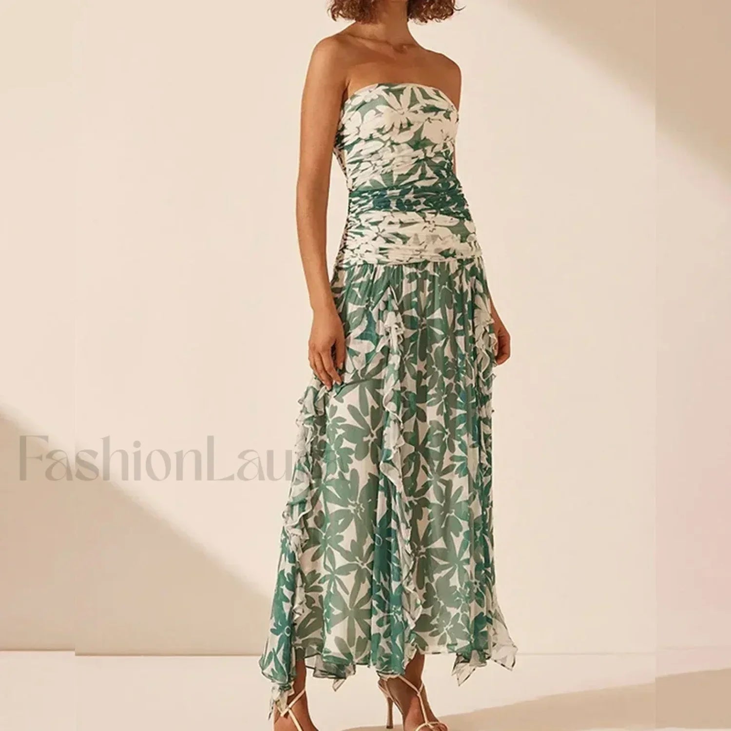 Irregular Print Chiffon Midi Dress 01 Print / S