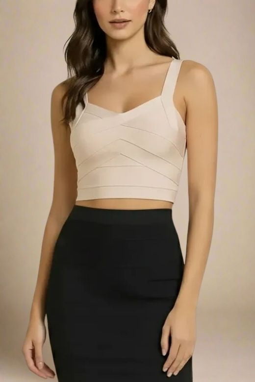 Jay Bandage Crop Top - Cream