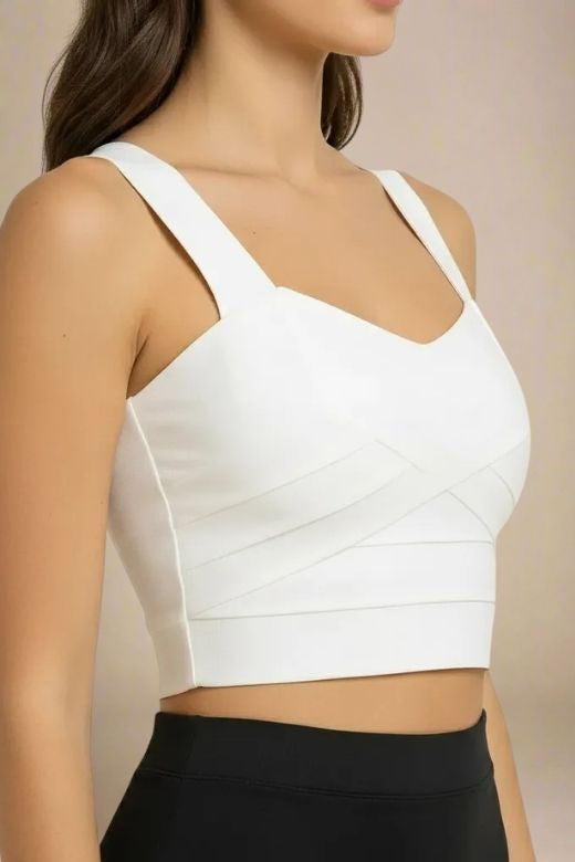 Jay Bandage Crop Top - White Pearl