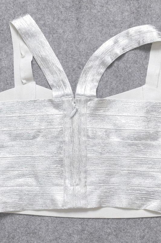 Jay Bandage Leather Crop Top - Silver