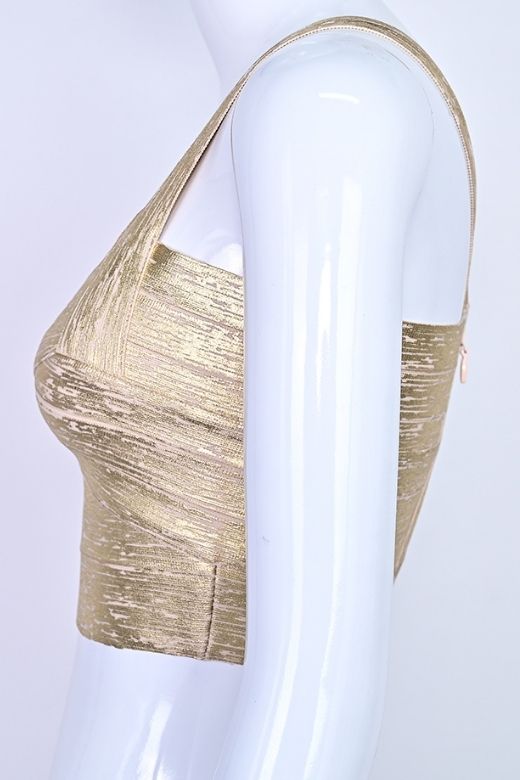 Jay Bandage Leather Crop Top - Gold