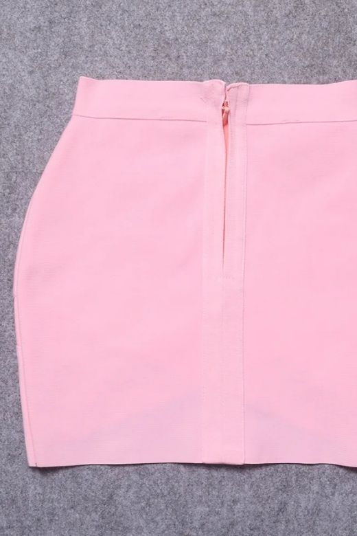 Jay High Waist Bandage Mini Skirt - Dusty Pink