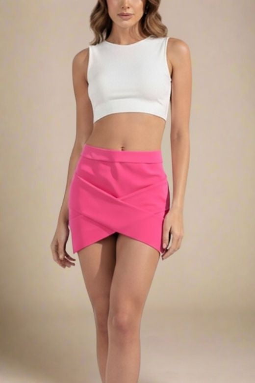 Jay High Waist Bandage Mini Skirt - Hot Pink