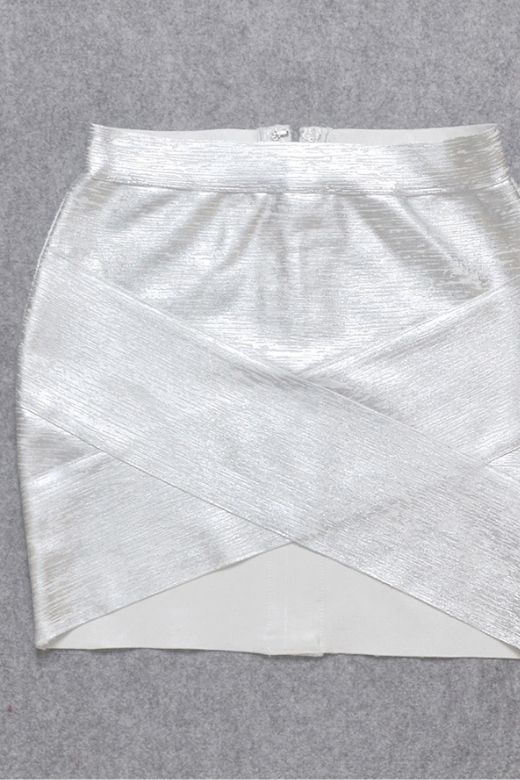 Jay High Waist Bandage Mini Skirt - Silver