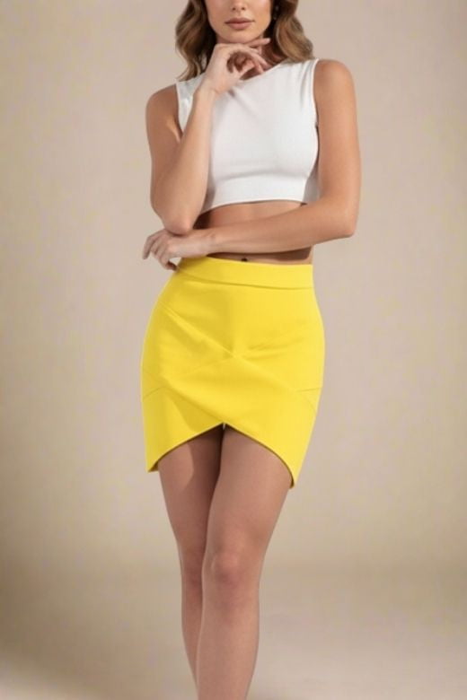 Jay High Waist Bandage Mini Skirt - Sun Yellow