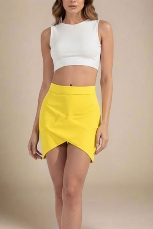 Jay High Waist Bandage Mini Skirt - Sun Yellow