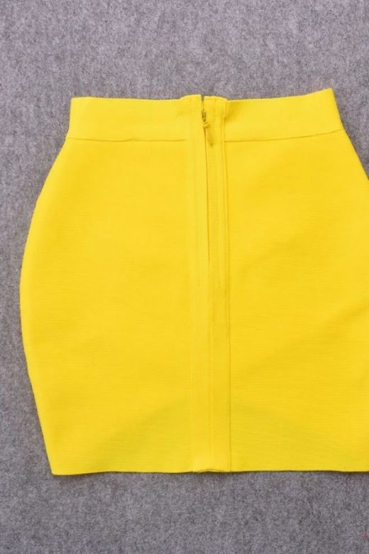Jay High Waist Bandage Mini Skirt - Sun Yellow