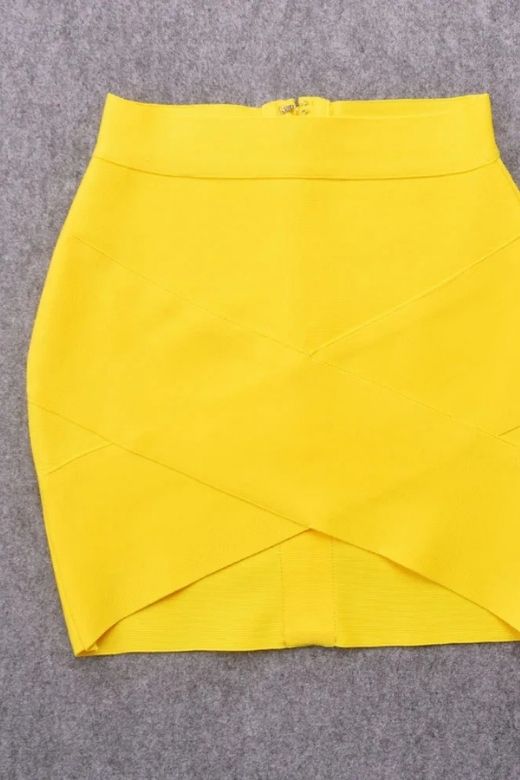 Jay High Waist Bandage Mini Skirt - Sun Yellow