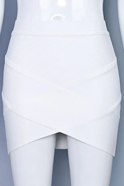 Jay High Waist Bandage Mini Skirt - White Pearl