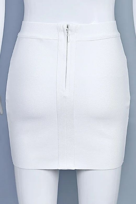 Jay High Waist Bandage Mini Skirt - White Pearl