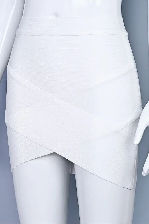 Jay High Waist Bandage Mini Skirt - White Pearl