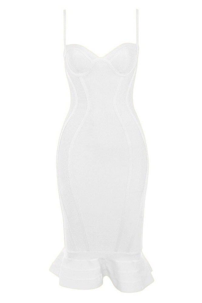 Joy Bandage Midi Dress - White Pearl (Sale)