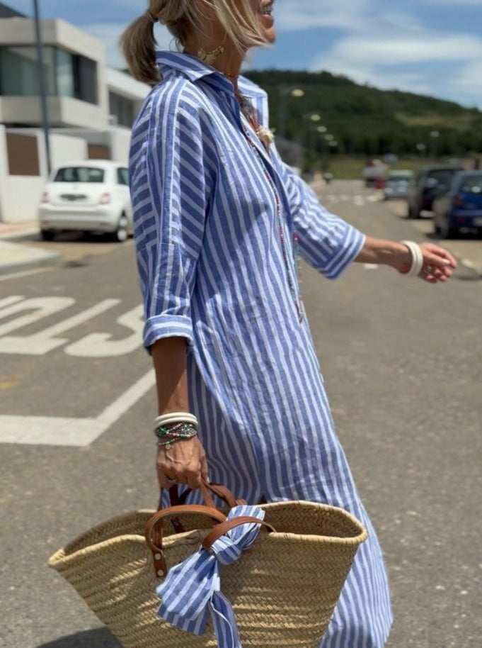 Gloria Aesthetic Striped Shirt Dress Statement Occasion Edit