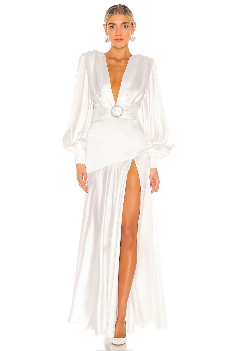 Phoebe V - neck Belted Slit Maxi Dress